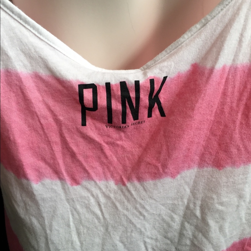 Pink by VS - Pink & White Stripped Tank Top M - Picture 6 of 7